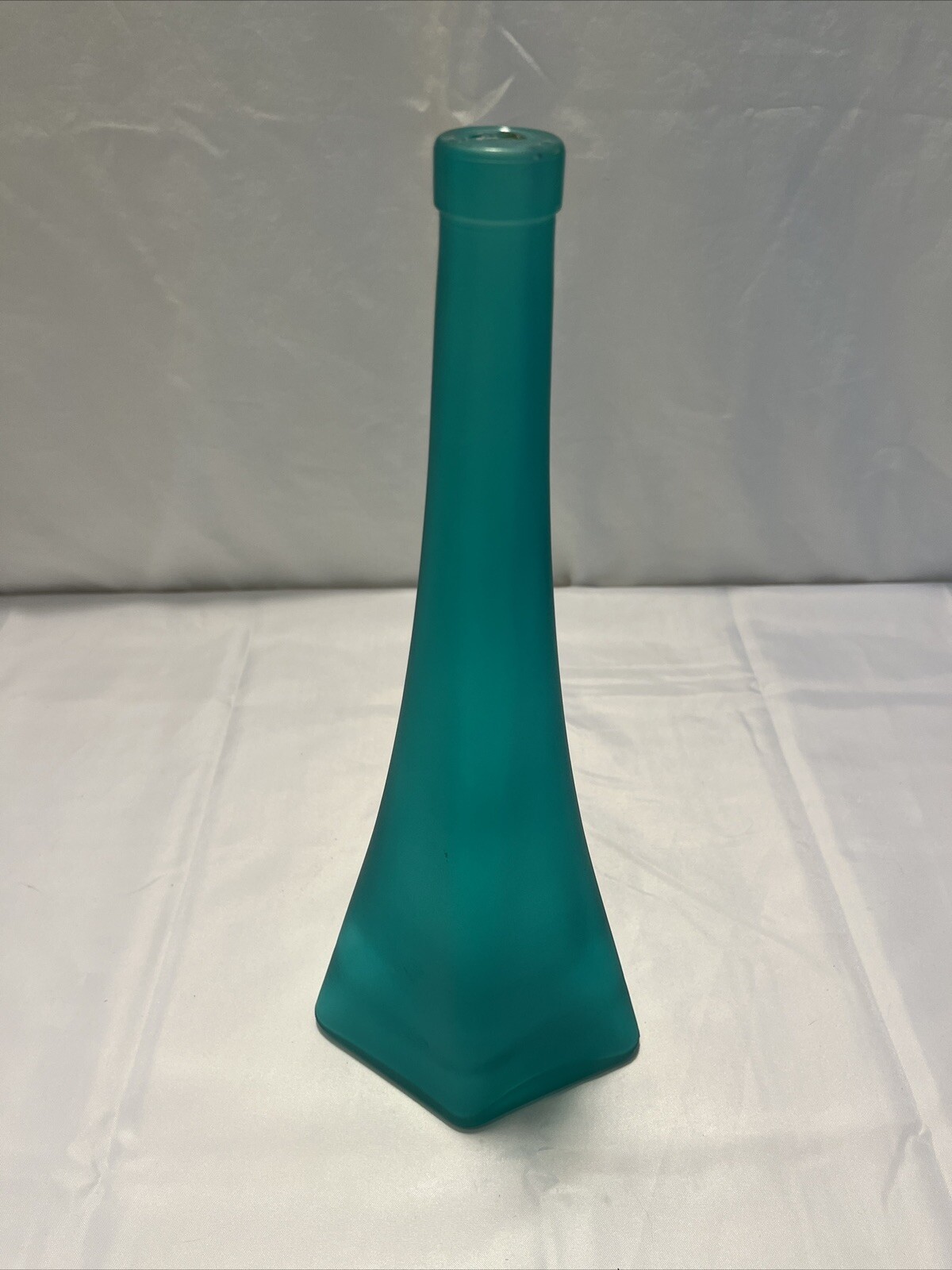 Beautiful Frosted Teal Triangular Decorative Bottle
