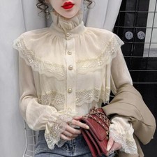 Lady Chiffon Blouse Women Spring Loose Long Sleeve Blouse Tops Fashion Shirt