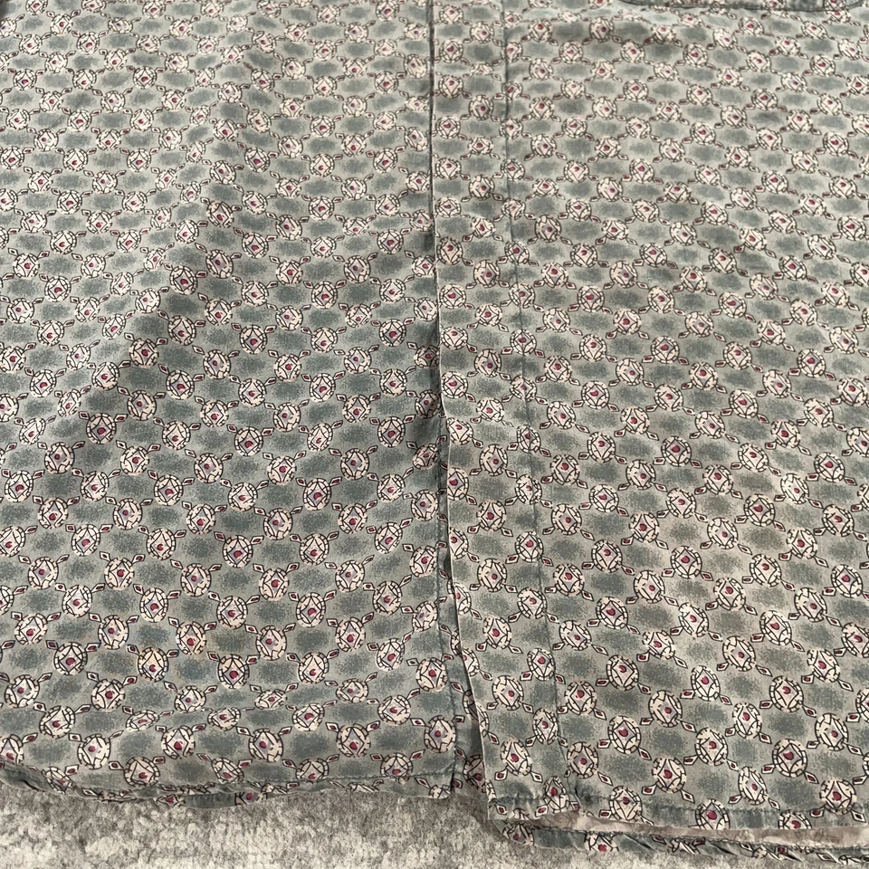 Camisa De Seda De Colección Para Hombre Mediana M Verde Estampado Geométrico Tapeta Oculta Preppy Años 90 Foto 3 de 4