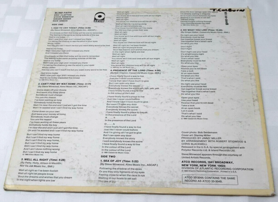 Blind Faith Self Titled Atco SD33-304B Clapton Winwood Baker Grech VG- - Image 2 of 4