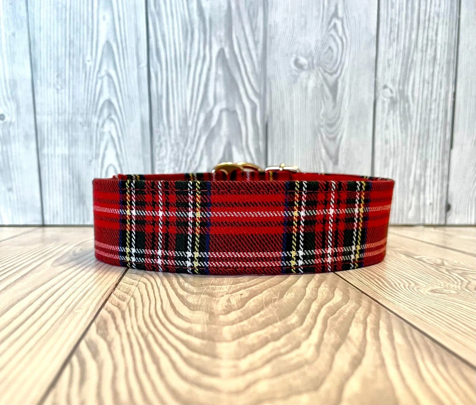 2" Royal Stewart Handmade Fishtail Martingale Dog Collar Greyhound, Whippet - Image 3 of 4