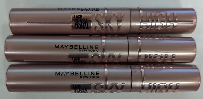 3PCS MAYBELLINE LASH SENSATIONAL SKY HIGH MASCARA BLACKEST BLACK SEE DESCR. WASH