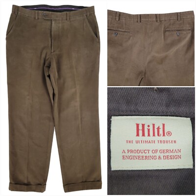 Hiltl Khaki Chino Pants Men 38X31 Brown Cotton Jeans Straight