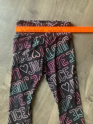 Justice Girls Youth Size 14 Black Stretch Leggings Athletic Love Comfort GUC - Picture 4 of 8