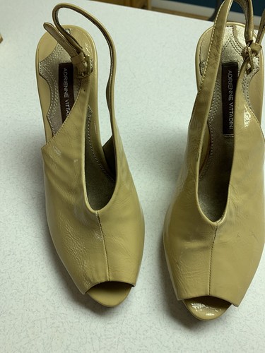 Peep Toe platform Patent Leather High Heel Shoes Size 6 Neutral