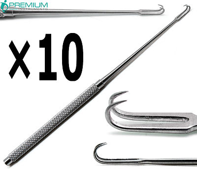 10 Pcs Surgical Retractor Joseph Skin Hook 6.25'' Sharp Prongs 2mm Instruments
