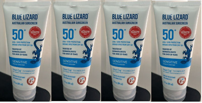 4x Blue Lizard Sensitive SPF 50+ Mineral Sunscreen Lotion, 3Fl Oz Each EXP 01/26