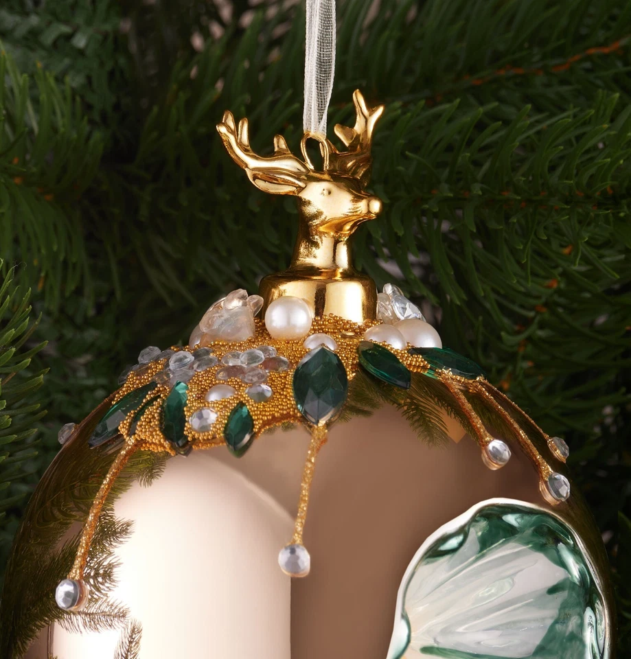 Bolas Navidad Cristal Animales Flores 10 Cm Decoración Navideña Perlas Strass - Imagen 3 de 4