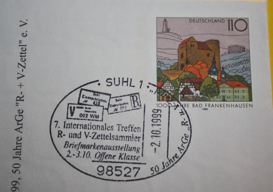 PlusBrief USo 1 mit WZ 1X, Zudruck 7- te Treffen R- und V- Zettel-Sammler (5041) - Bild 2 von 4