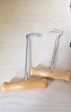 Pair of Boot Hook Pulls w Wooden Handles & Wooden Boot Jack w Felt Pad