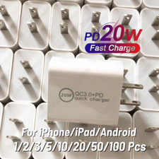 Bulk Lot QC PD 20W USB C Power Adapter Fast Charger For iPhone iPad Pro Android