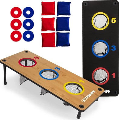 2-in-1 Bag Toss/ Washer Toss Combo - Includes 2 Game Platforms, 6 Toss Bags