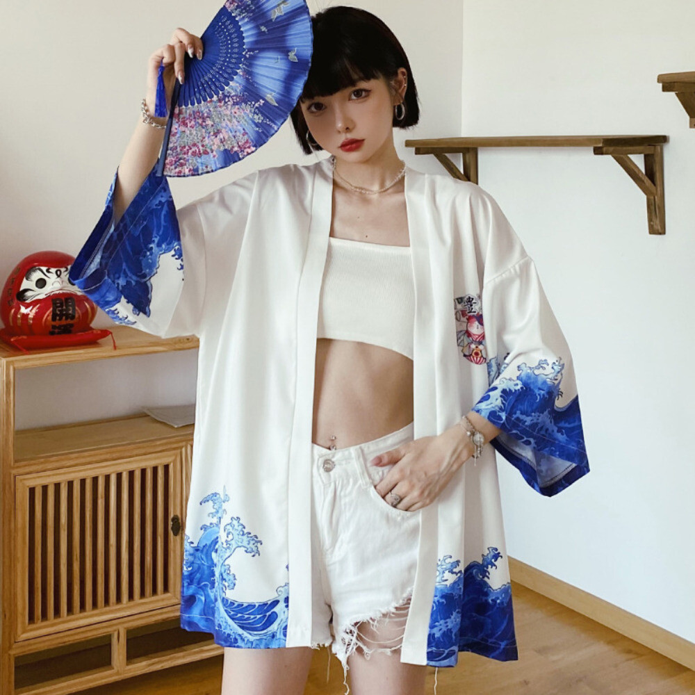 Japanese Men Women Kimono Coat Casual Jacket Yukata Haori Cardigan