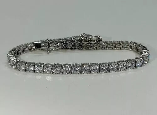 7.5 CT Round Lab-Created Diamond Tennis Bracelet in 14K White Gold Plated for Women
