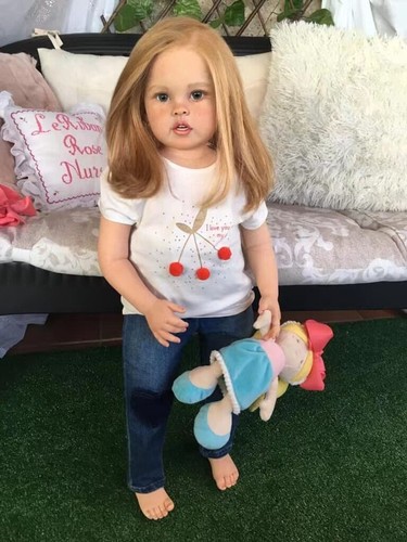 30" Toddler Doll Reborn Baby Girl Realistic Rooted Hair Soft Vinyl Handmade Gift - Picture 1 of 6