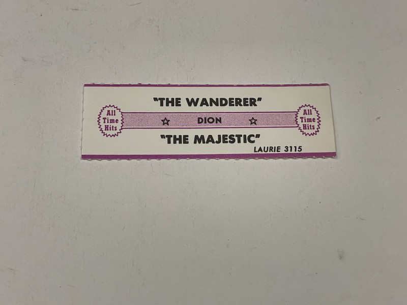 Jukebox Title Strip Dion The Wanderer The Majestic