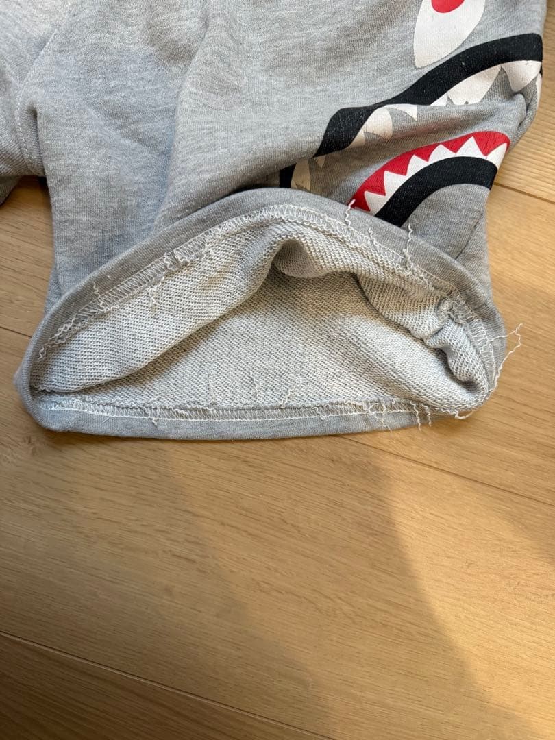 A BATHING APE Cotton Shark Shorts Half Pants Gray M BA0226177 thumbnail 11