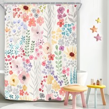 Narrow Small Stall Shower Curtain for Bathroom Decor 54Wx78H Floral Flower Cu...
