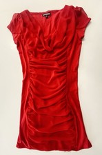 Express Red Ruched Dress Cowl Neck Midi Dress