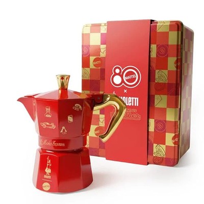Bialetti Moka Express 3 Tassen (130ml) Mattel  80. Edition, Sammler-Kaffeemaschi