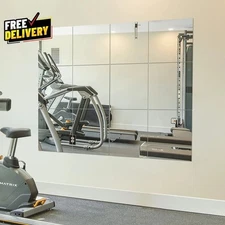 Home Gym Mirrors 12 Inch X 12Pcs Wall Mounted Mirror Glass Frameless Full Le....