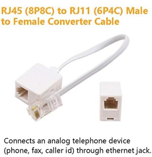 RJ45 to RJ11 Adapter M/F Telephone RJ11 6P4C Female to Ethernet RJ45 8P8C Male - Picture 7 of 18