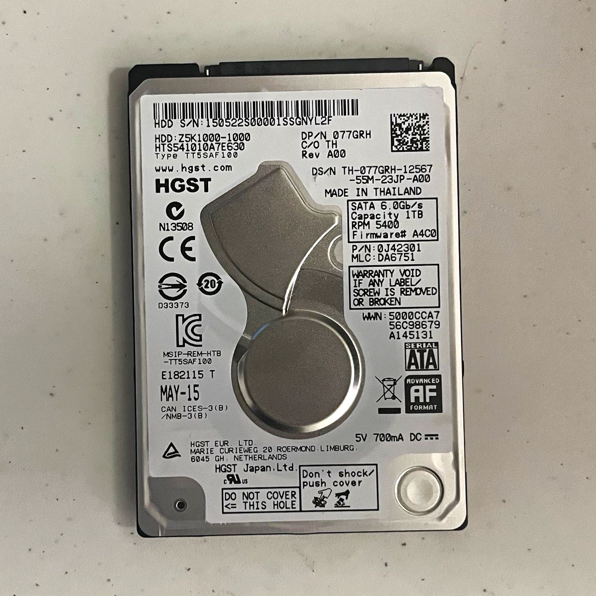 HGST 1TB SATA III 5400RPM 2.5 Inch Internal Hard Disk Drives for