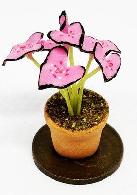 Puppenhaus rosa Schönheit Pflanze im Topf Garten einzelne Blume Maßstab 1:12 P5 tumdee