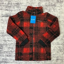 Columbia Rugged Ridge II Sherpa Full Zip Jacket Red Black Plaid Youth Medium