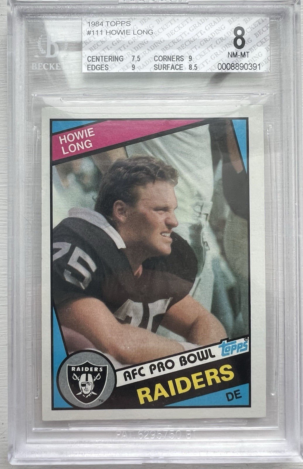 Howie Long Rookie Card RC 1984 Topps #111 BGS 8 NM-MT RAIDERS LEGEND