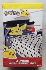 Pokemon "Lighting Bolt" Kids 4-Piece Full Sheet Set, Microfiber/New