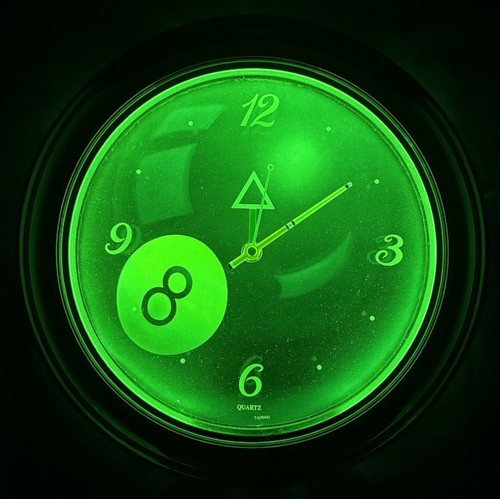 NEON SPORTS Billiard 8 Ball Quartz Wall Clock Green Light Tube