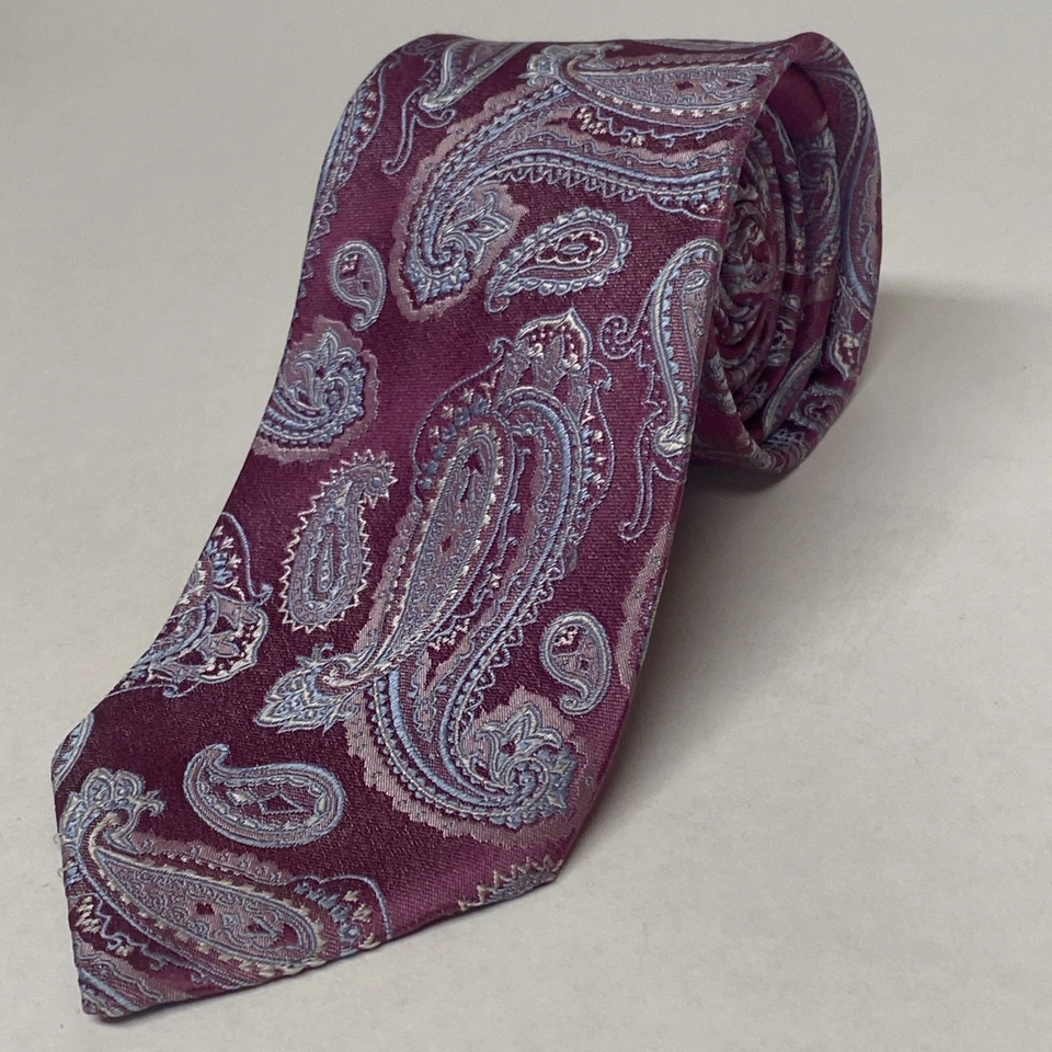 BOSS Hugo Boss 领带粉色佩斯利 Rep 丝绸意大利制造 XL 超长修身 S66 — 第 3/4 张图片