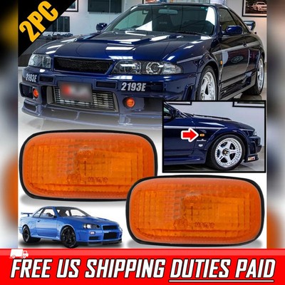 Side Marker Lamp Turn Signal Light w/ Bulbs For Nissan Skyline GT