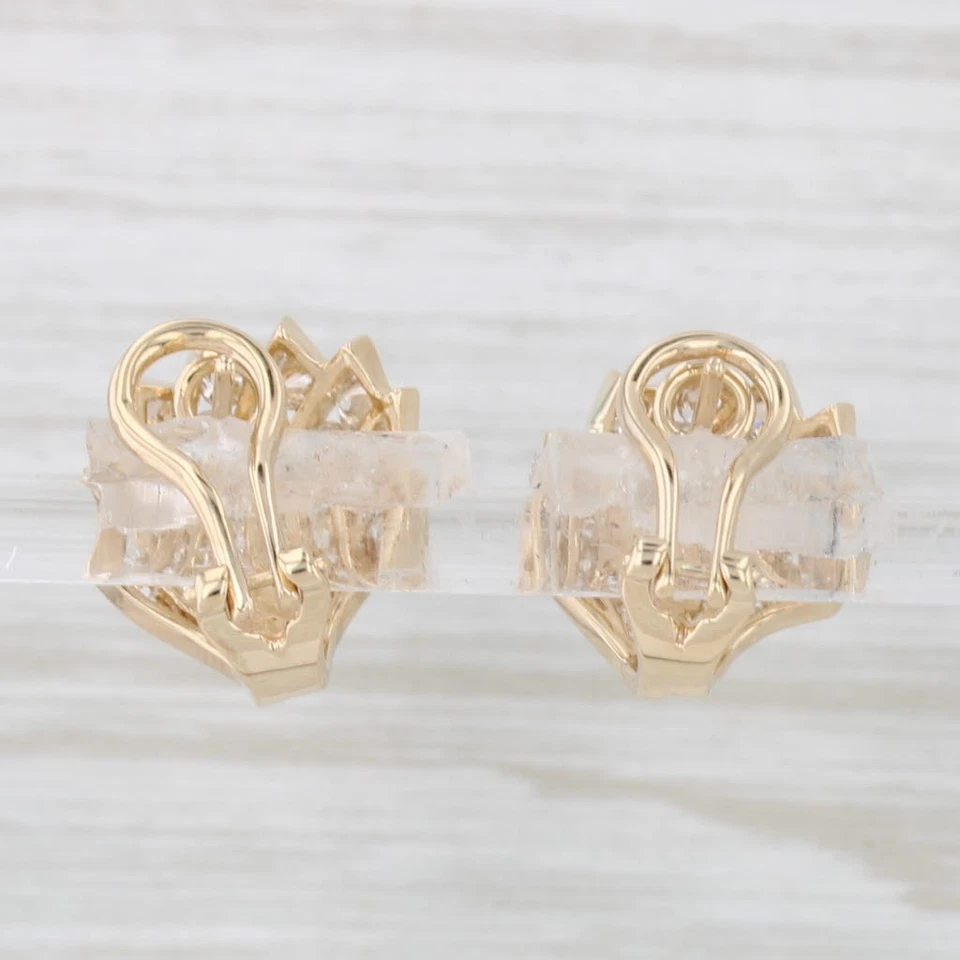 0.60ctw Diamond Shell Stud Earrings 14k Yellow Gold Omega Back Studs - Image 3 of 4