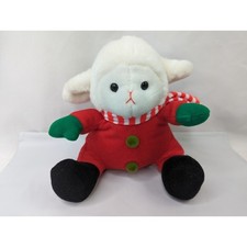 Suave Sueños Blanco Oveja Peluche Cordero Navidad Rojo Conjunto 6 Pulgadas Peluche