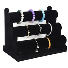 3-Tier Velvet Bracelet Holder Jewelry Display Stand for Bangles Watch Bracelets