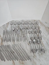 Vtg Mar-Crest Atomic Starburst Stainless USA 3-star Flatware Set MCM 54 Pieces