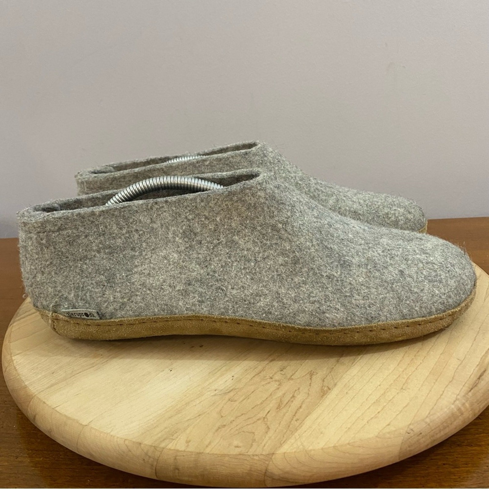 SAOLA Pantofole Glerups slip on con suola in pelle grigio taglia 45 uomo 11 100% lana