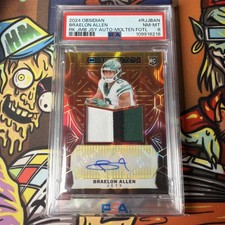 🏈 2024 Panini Obsidian Braelon Allen Rookie RPA Molten FOTL /28 PSA 8 🔥📈🥵