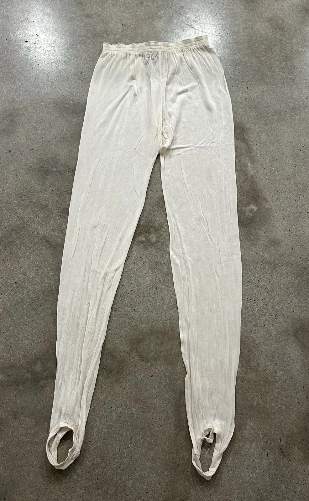 Eddie Bauer Womens 100% Silk Base Layer Stirrup Pants Ivory - L