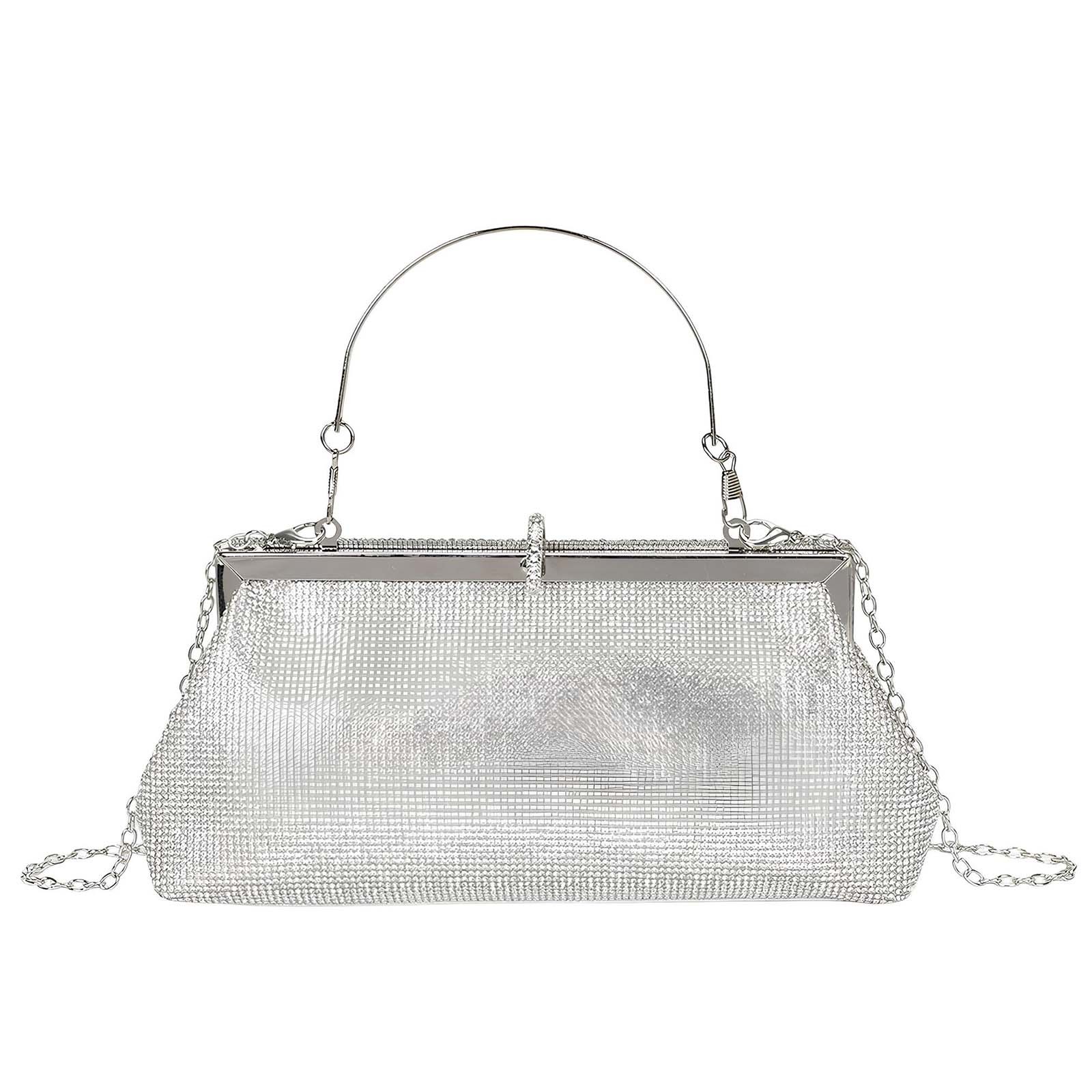 Pochette de Soirée Chic pour Mariage et Cocktail avec Anse Rigide et Bandoulière Chaîne