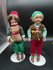 2 Elf Doll Paradise Galleries Premiere Edition Patricia Rose Stand Christmas 9"