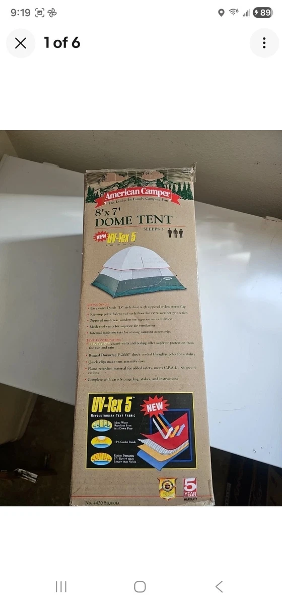 American Camper Dome Tent 4420 Sequoia 8x7 Sleeps 3 UV-Tex 5 Mesh