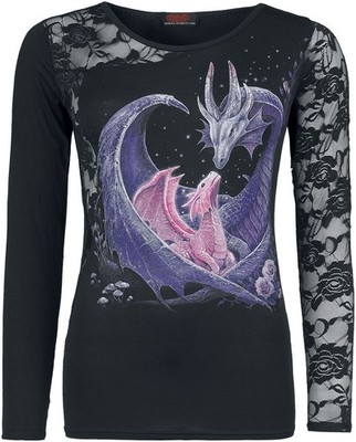 Spiral Langarmshirt Damen Maternal Instincts schwarz Drachen, Gothic, Rockwear
