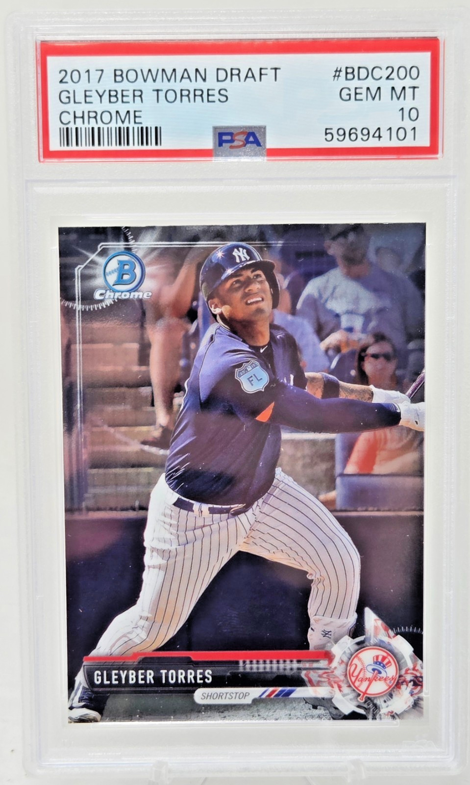 2017 Bowman GLEYBER TORRES Chrome Rookie Card RC PSA 10 Gem Mint view 1