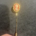 Vintage Gold-Tone Cameo Brooch Pin Costume Jewelry.