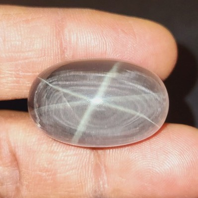 67 Ct Natural White Color 6 Rose Quartz Star  Ray Oval Shape Cabochon Gemstone
