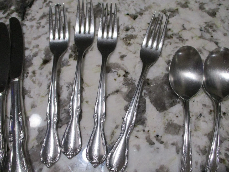 Juego de servir 27 piezas Insico International plata acero inoxidable VICTORIAN CHARM EE. UU. Foto 3 de 4