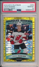 2019-20 O-Pee-Chee Platinum #200 Jack Hughes Seismic-Gold #/50 PSA 10